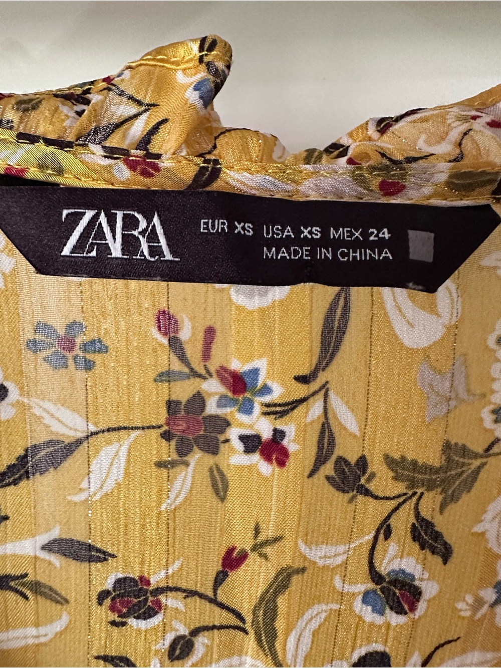 Zara Yellow Floral Ruffle-Neck Maxi Dress Size XS - Picture 8 of 13